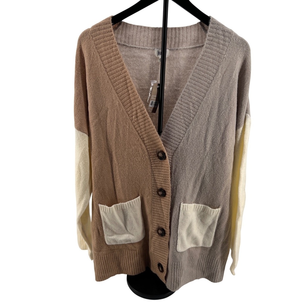 BKE Cardigan Sweater Women's Size S Multi Color Block Button Front